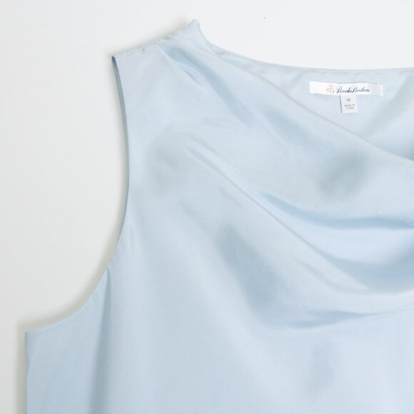 Brooks Brothers 100% Silk Cowl Neck Blouse Light Blue Size 10 - Picture 7 of 11